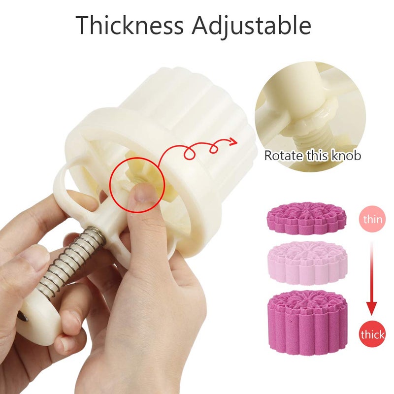 Dltsli 150g 5pcs Cookie Stamps Moon Cake Mold, Thickness Adjustable Christmas Cookie Press DIY Decoration Hand Press Cutter Cake Mold - Image 3